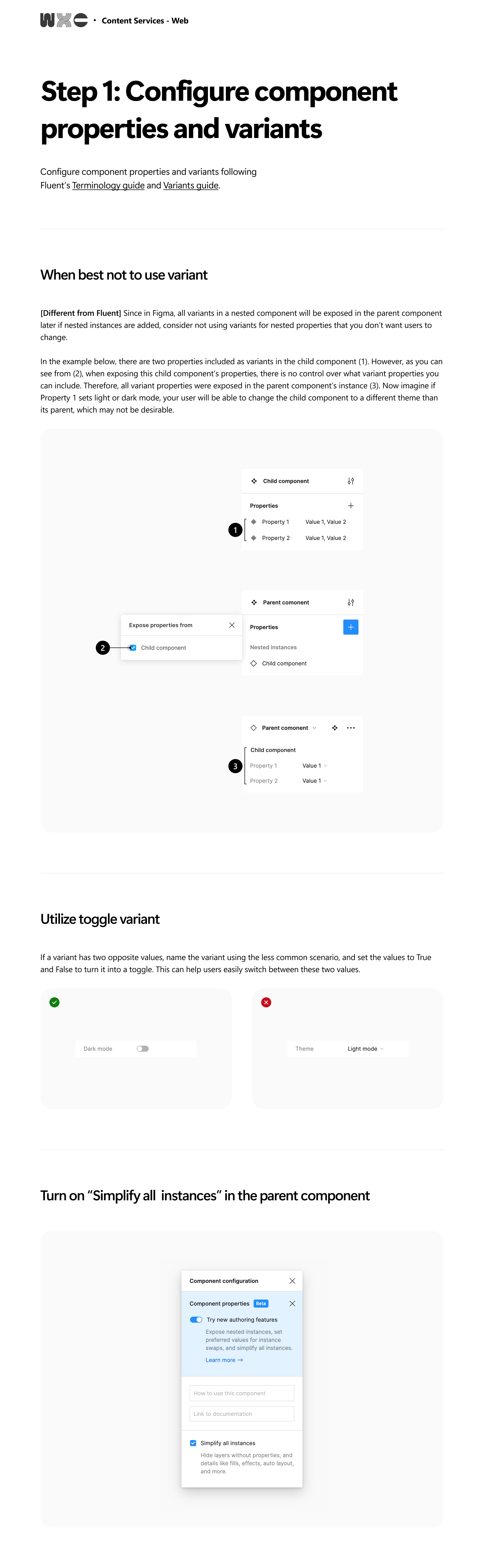 Step 1: Configure component properties and variants